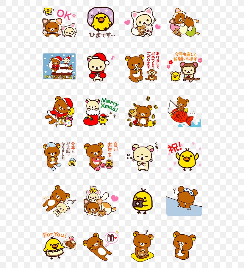Rilakkuma Hello Kitty San-X Sticker LINE, PNG, 562x900px, Rilakkuma, Animal Figure, Area, Bear, Character Download Free