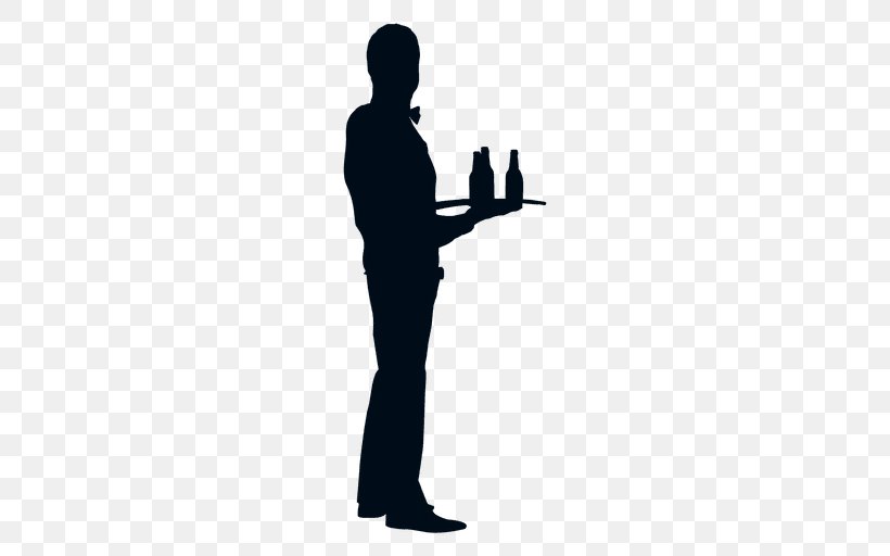 Silhouette Drawing Waiter, PNG, 512x512px, Silhouette, Arm, Bottle, Cartoon, Drawing Download Free