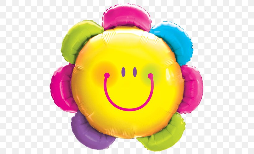 Balloon Birthday Flower Face Smiley, PNG, 500x500px, Balloon, Baby Toys, Birthday, Emoticon, Face Download Free