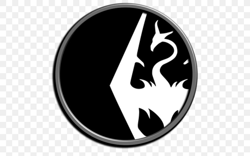 The Elder Scrolls V: Skyrim – Dragonborn Oblivion Video Game Black & White Rift, PNG, 512x512px, Elder Scrolls V Skyrim Dragonborn, Black And White, Black White, Brand, Decal Download Free