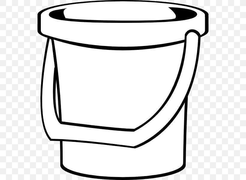 Bucket Pail Clip Art, PNG, 570x599px, Bucket, Area, Black And White, Cup, Drinkware Download Free