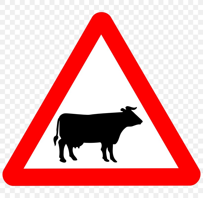 Cattle The Highway Code Traffic Sign Road Warning Sign, PNG, 800x800px, Cattle, Area, Black And White, Bull, Cattle Grid Download Free