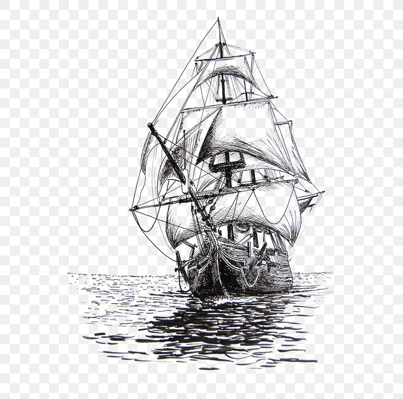 Drawing Sailing Ship Pencil Sketch, PNG, 564x812px, Drawing, Anchor, Art, Barque, Black And White Download Free