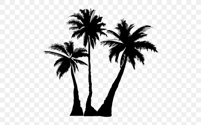 Palm Trees Clip Art Silhouette Vector Graphics, PNG, 512x512px, Palm Trees, Arecales, Art, Attalea Speciosa, Blackandwhite Download Free