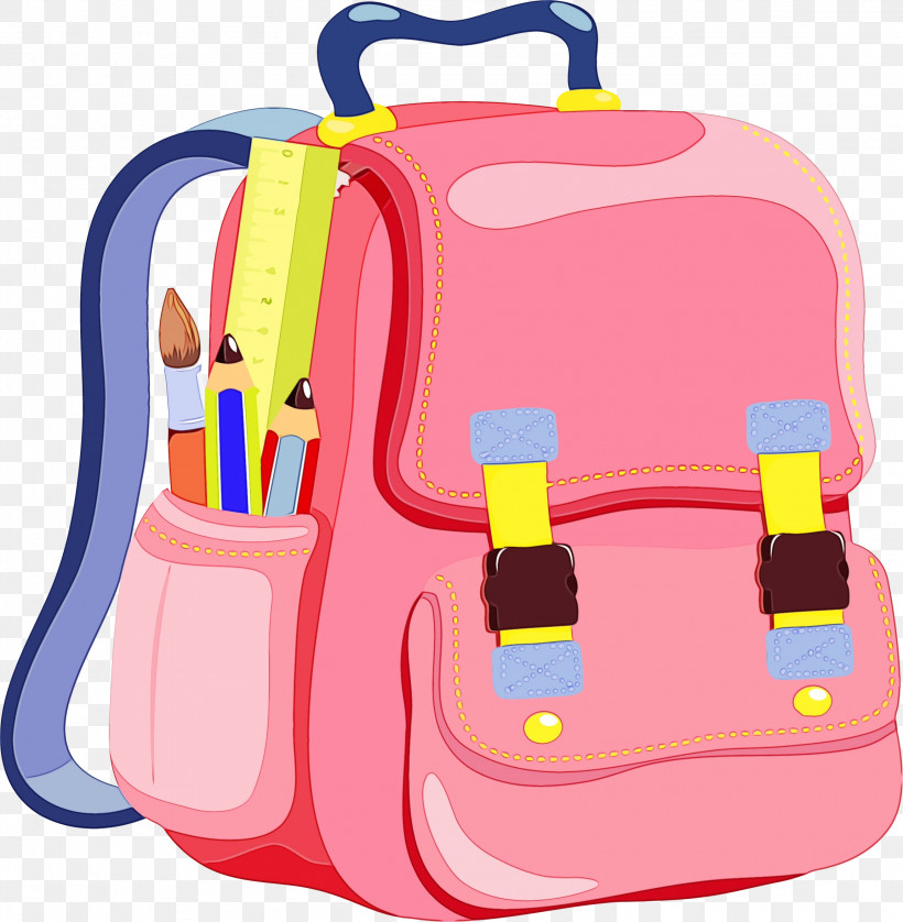 Bag Backpack Handbag Yellow Magenta, PNG, 2302x2354px, Watercolor, Backpack, Bag, Handbag, Magenta Download Free