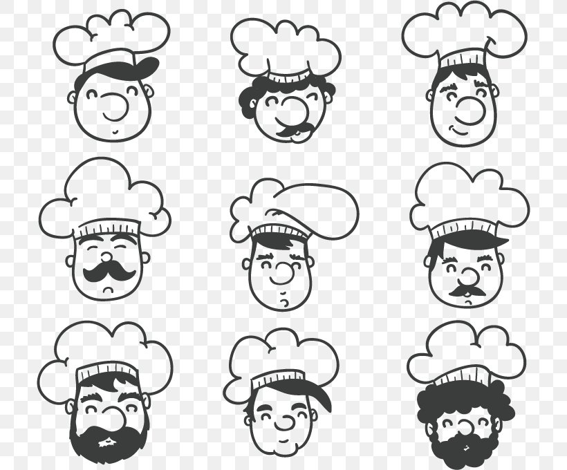 Euclidean Vector Cook Download Illustration, PNG, 714x680px, Cook, Black And White, Cartoon, Chef, Drawing Download Free