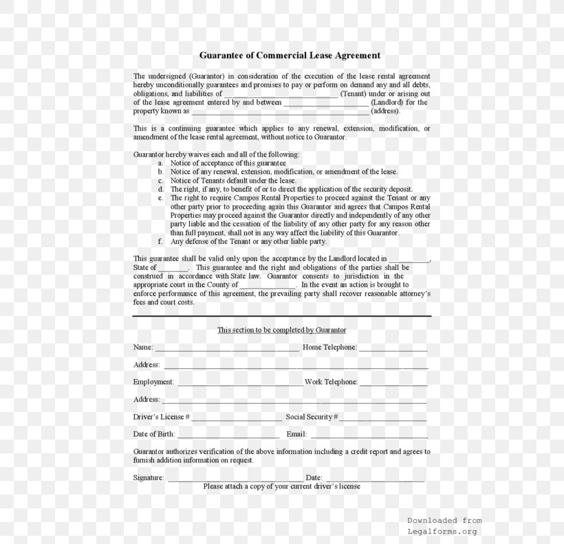 Personal Guarantee Form Contract Surety, PNG, 612x792px, Personal Guarantee, Area, Bank, Contract, Document Download Free