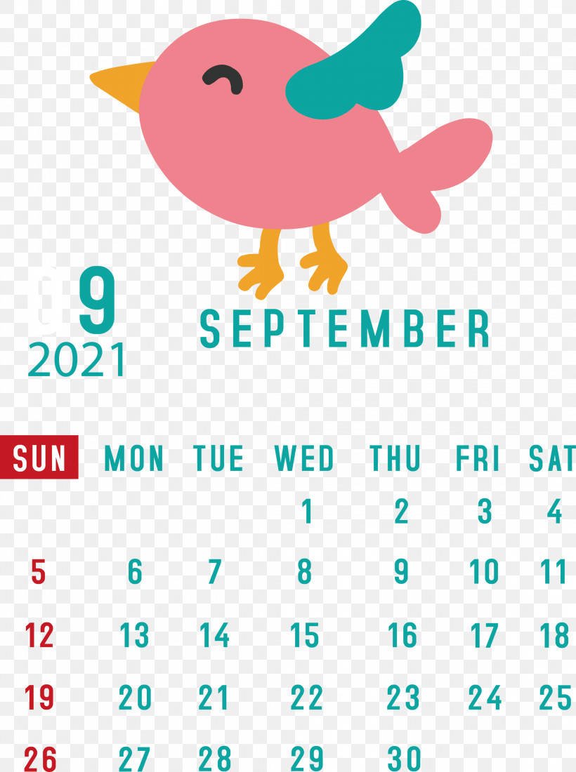 September 2021 Printable Calendar September 2021 Calendar, PNG, 2236x3000px, September 2021 Printable Calendar, Beak, Happiness, Htc Hero, Line Download Free