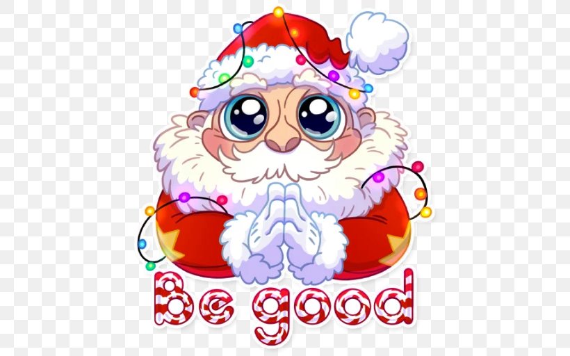 Telegram Sticker Santa Claus Clip Art Christmas Ornament, PNG, 512x512px, Watercolor, Cartoon, Flower, Frame, Heart Download Free