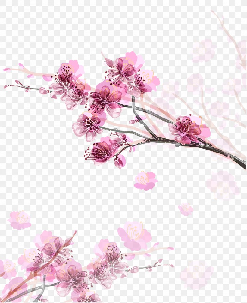 Paper Cherry Blossom Flower, PNG, 1500x1836px, Wedding Invitation, Blossom, Branch, Cherry Blossom, Color Download Free
