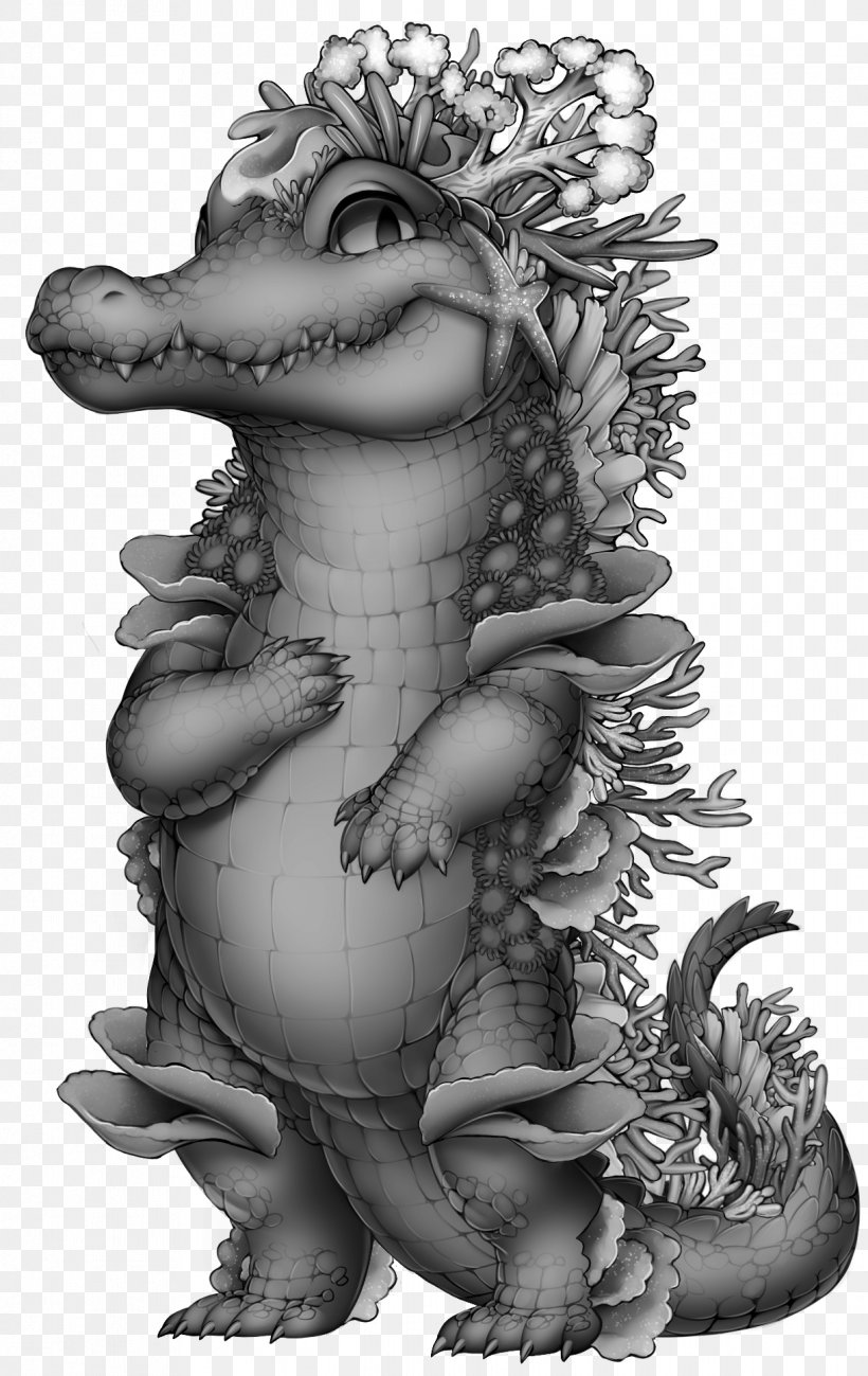 Crocodile Alligator Grayscale Coral Animal, PNG, 1221x1935px, Crocodile, Alligator, Animal, Art, Bit Download Free