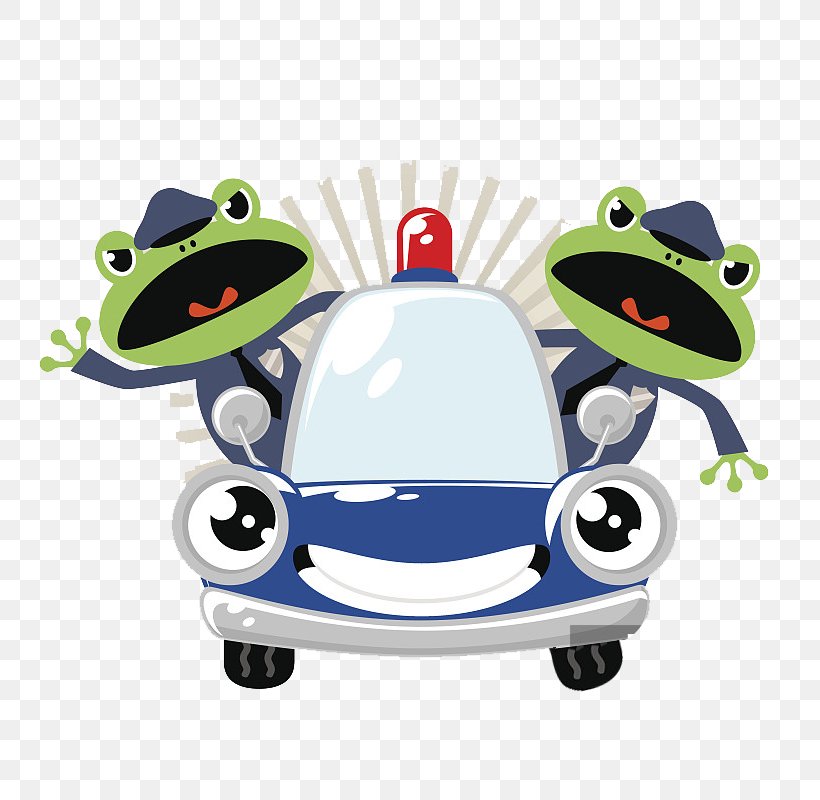Frog Car Police Officer Illustration, PNG, 800x800px, Frog, Amphibian, Automotive Design, Car, Car Chase Download Free