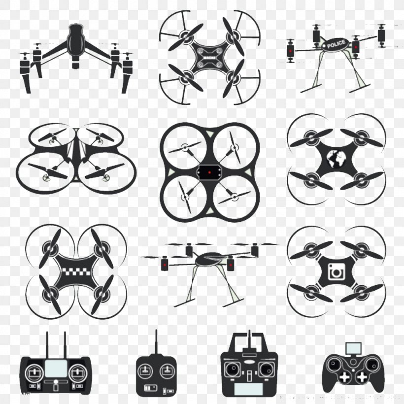 Unmanned Aerial Vehicle Airplane Icon Design, PNG, 1024x1024px, Unmanned Aerial Vehicle, Airplane, Area, Auto Part, Black And White Download Free