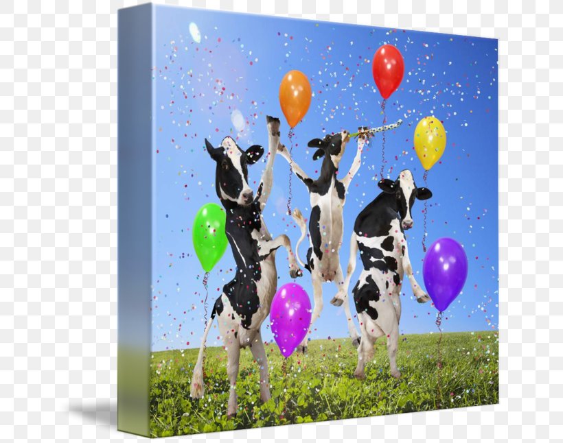 Cattle HappyCow Balloon Birthday Greeting & Note Cards, PNG, 650x646px, Watercolor, Cartoon, Flower, Frame, Heart Download Free