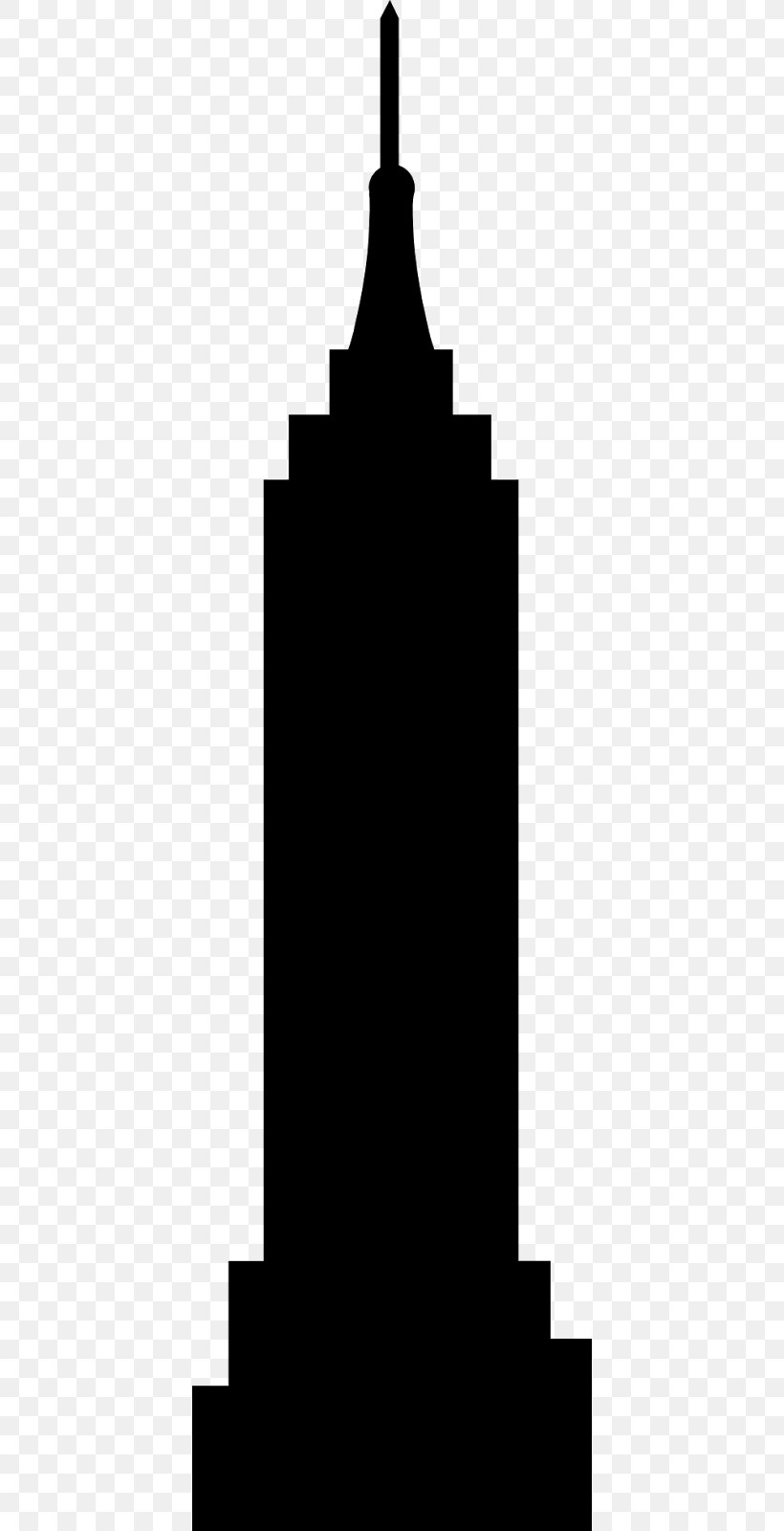 Empire State Building Silhouette Clip Art, PNG, 418x1600px, Empire State Building, Black, Black And White, Black M, Building Download Free