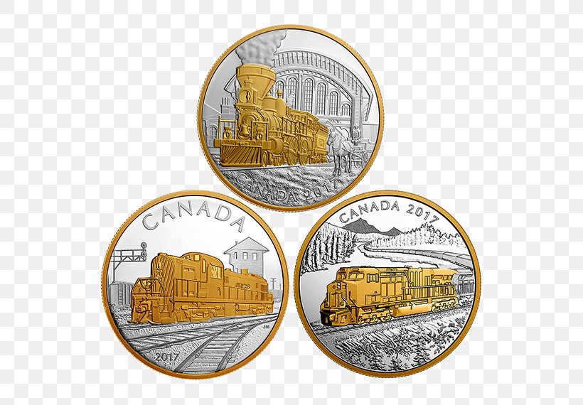 Coin Canada Rail Transport Train Gold, PNG, 570x570px, Coin, Canada, Canadian Gold Maple Leaf, Cash, Coin Set Download Free
