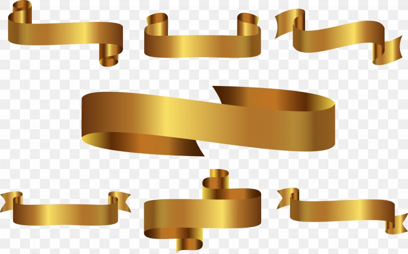 Gold Ribbon, PNG, 2716x1694px, Gold, Brass, Designer, Material, Metal Download Free