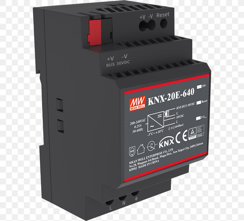 Power Supply Unit Power Converters KNX Standard Power Supply For Home And Building Control KNX-20E Series DIN Rail MEAN WELL Enterprises Co., Ltd., PNG, 600x743px, Power Supply Unit, Acdc Receiver Design, Choke, Din Rail, Electrical Switches Download Free
