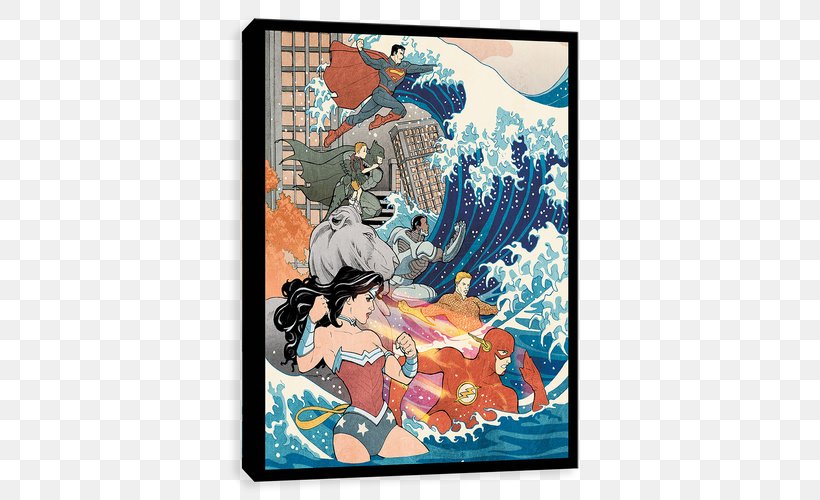 The Great Wave Off Kanagawa Wonder Woman Aquaman Superman Justice League, PNG, 500x500px, Great Wave Off Kanagawa, Aquaman, Art, Artist, Cliff Chiang Download Free