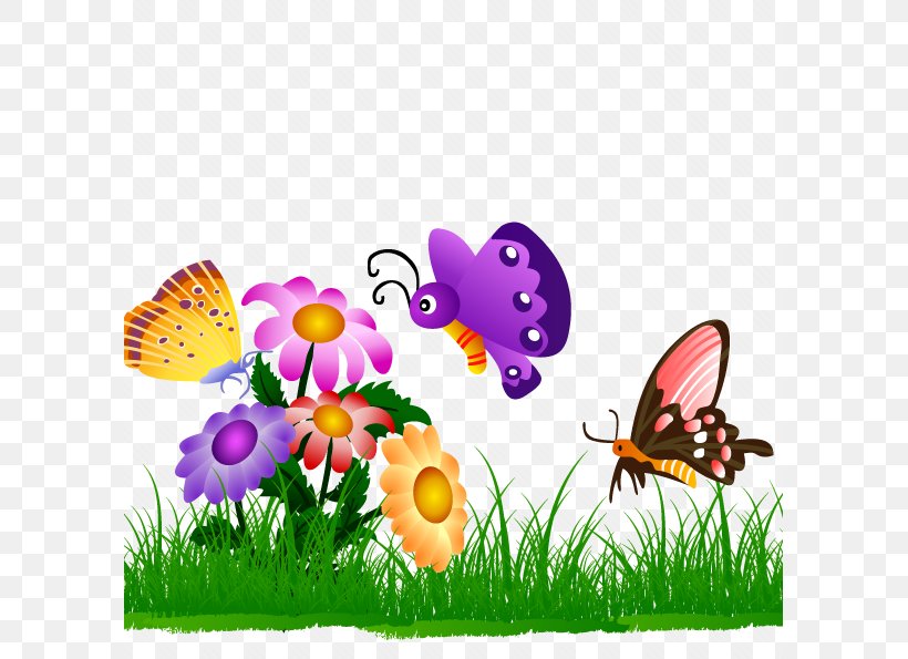 Butterfly Gardening Butterfly Gardening Clip Art, PNG, 595x595px, Butterfly, Brush Footed Butterfly, Butterfly Gardening, Flower, Flower Garden Download Free