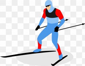 Vector Winter Skiing People - Cross-country Skiing Ski Pole Clip Art PNG