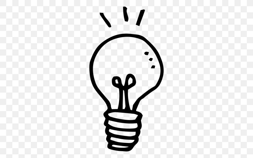 Incandescent Light Bulb Lamp Idea, PNG, 512x512px, Light, Area, Black And White, Drawing, Electric Light Download Free