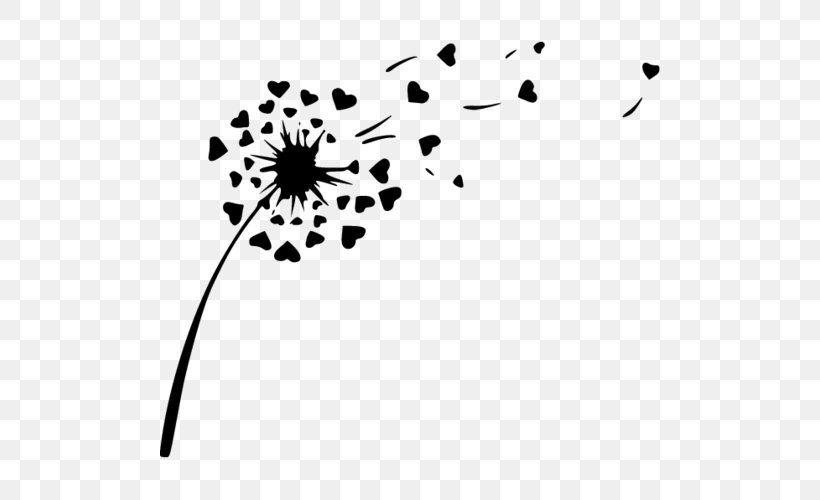 Common Dandelion Drawing Silhouette, PNG, 500x500px, Common Dandelion, Art, Black, Black And White, Branch Download Free