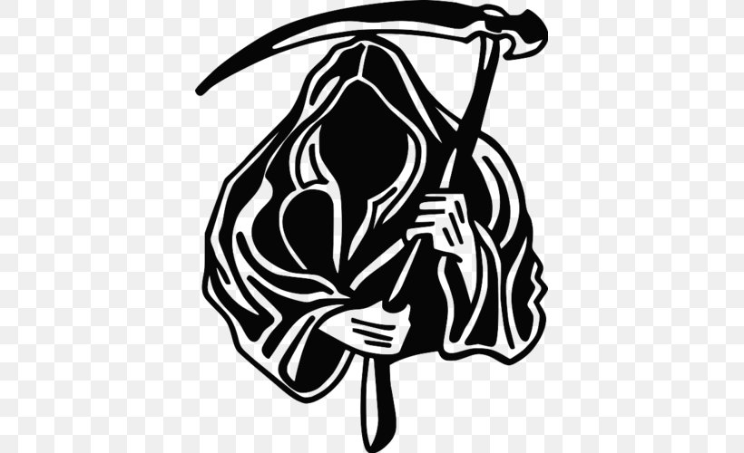 Death Sticker Decal Reaper Scythe, PNG, 500x500px, Death, Art, Artwork, Black, Black And White Download Free
