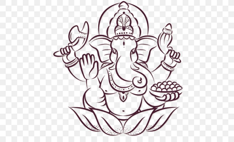Ganesha Ganesh Chaturthi Rangoli Design India, PNG, 500x500px, Ganesha, Arm, Art, Artwork, Black And White Download Free