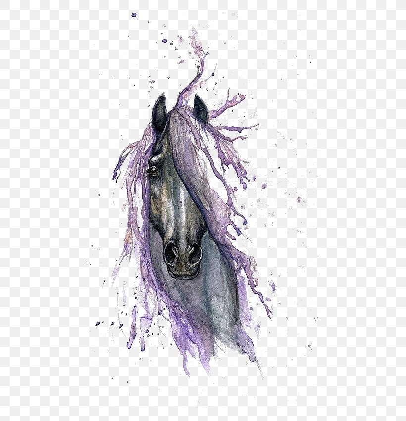 Horse Watercolor Painting Drawing Tattoo, PNG, 523x850px, Horse, Aguada, Art, Canvas, Costume Design Download Free