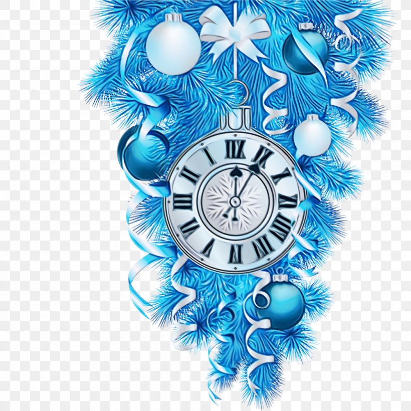 Clock Wall Clock Analog Watch Blue Aqua, PNG, 1000x1000px, Christmas Ornaments, Analog Watch, Aqua, Blue, Christmas Download Free