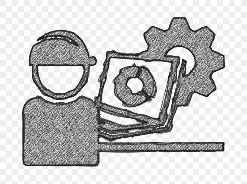 Industrial Icon Industry Worker With Cap Protection And A Laptop Icon Work Icon, PNG, 1256x936px, Industrial Icon, Black, Black And White, Car, Drawing Download Free