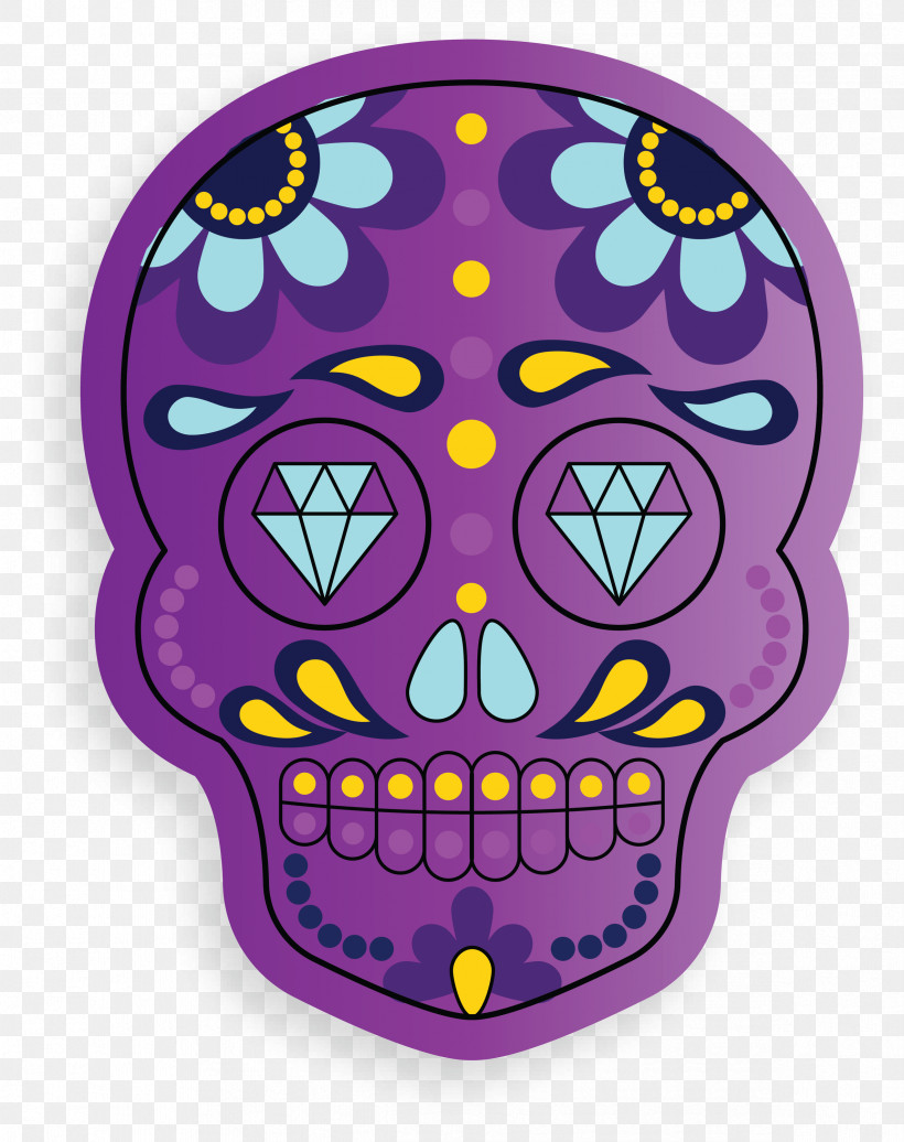 Skull Mexico, PNG, 2373x3000px, Skull, Mexico, Purple Download Free