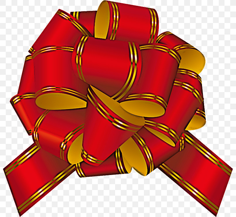 Red Ribbon Yellow Gift Wrapping Present, PNG, 800x754px, Red, Gift Wrapping, Present, Ribbon, Textile Download Free