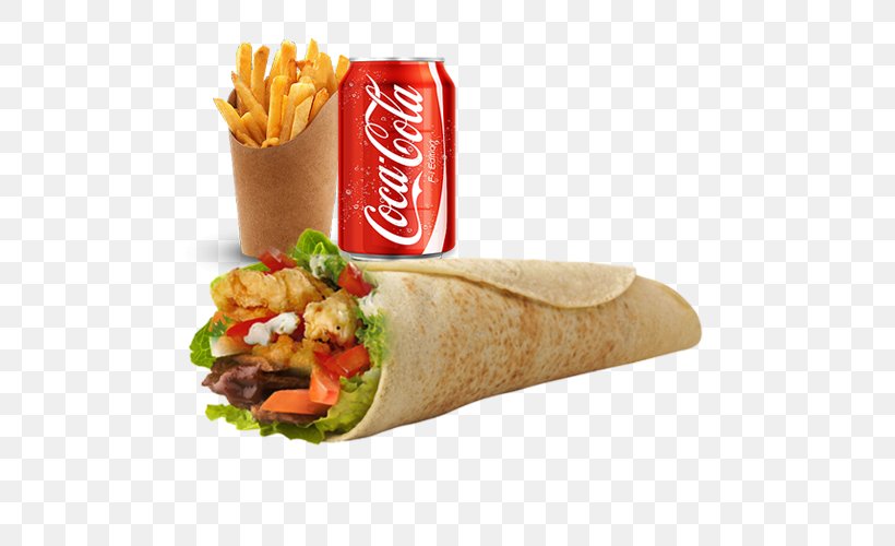 Wrap Shawarma Fast Food Kebab Coca-Cola, PNG, 500x500px, Wrap, American Food, Breakfast Sandwich, Cheese, Cheeseburger Download Free