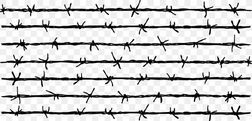 Barbed Wire Fence Download, PNG, 958x462px, Barbed Wire, Black And White, Fence, Garden, Hardware Accessory Download Free