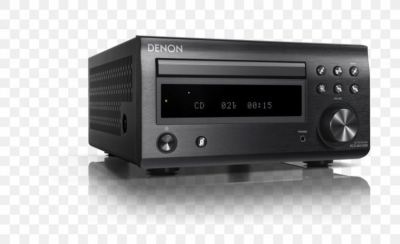 CD Player Denon RCD-M41 Bluetooth High Fidelity Audio System Denon D-M41 DAB Bluetooth, CD, DAB+, FM, Black, PNG, 2259x1378px, Denon, Amplifier, Audio, Audio Receiver, Av Receiver Download Free