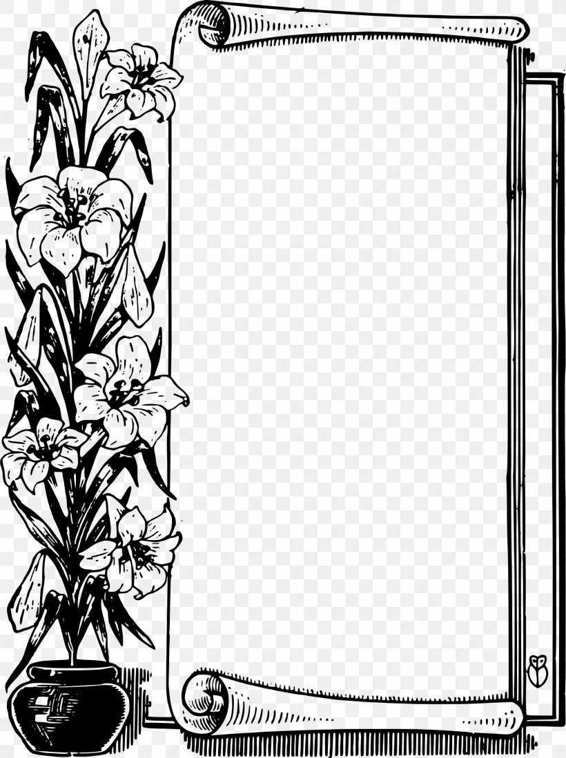 Flower Scroll Clip Art, PNG, 1790x2400px, Flower, Area, Black, Black And White, Drawing Download Free