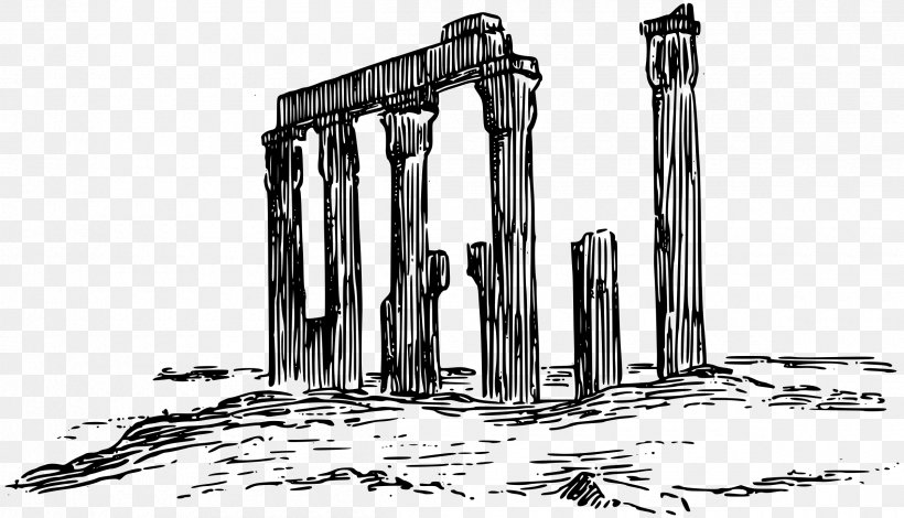 Ruins Drawing Clip Art, PNG, 2400x1378px, Ruins, Black And White, Drawing, Monochrome, Silhouette Download Free