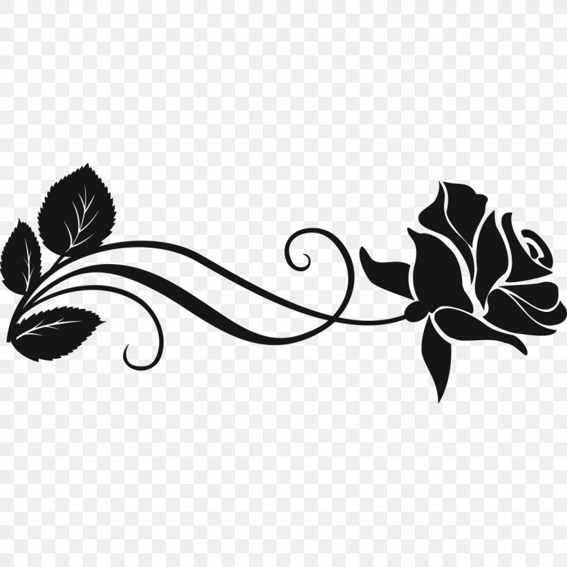 Clip Art Rose Vector Graphics Silhouette Flower, PNG, 1200x1200px, Rose, Black, Black And White, Drawing, Flora Download Free