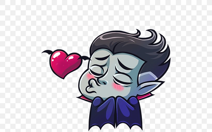 Dracula VKontakte Sticker Telegram Art, PNG, 512x512px, Watercolor, Cartoon, Flower, Frame, Heart Download Free