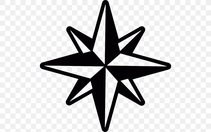 Compass Rose Wind Drawing, PNG, 512x512px, Compass Rose, Black And White, Color, Compass, Drawing Download Free