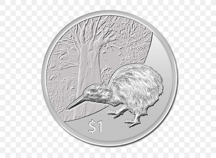 New Zealand Silver Coin Silver Coin Ounce, PNG, 600x600px, New Zealand, Beak, Bird, Bullion Coin, Coin Download Free