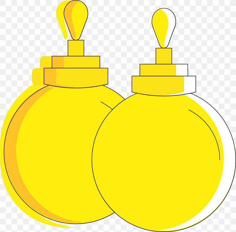 Yellow, PNG, 3000x2952px, Christmas Globe, Christmas Bulbs, Paint, Watercolor, Wet Ink Download Free