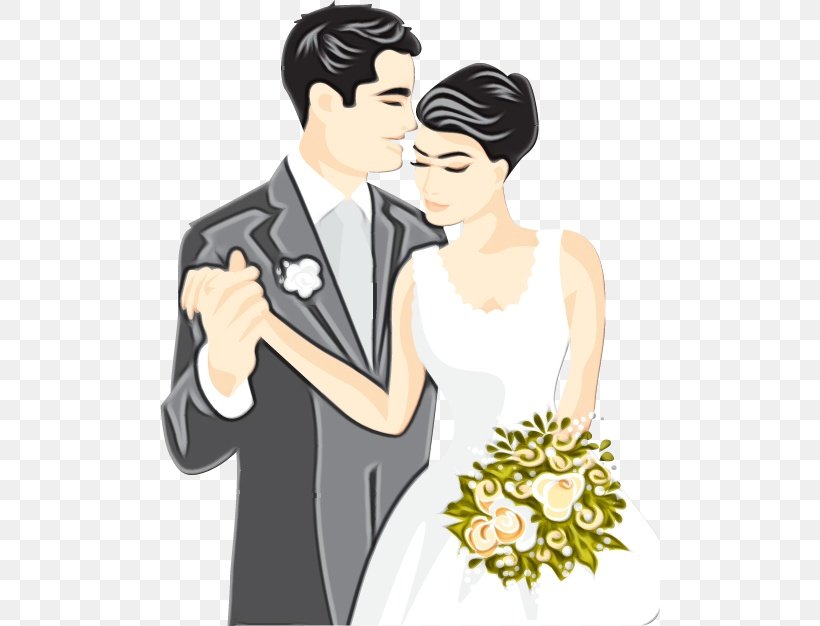 Bridegroom Wedding Marriage Gown, PNG, 500x626px, Watercolor, Anniversary, Black Hair, Bride, Bridegroom Download Free