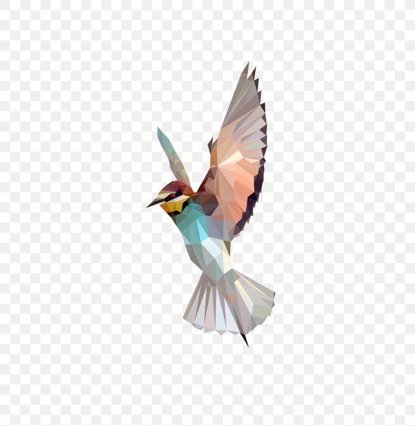 Hummingbird Low Poly Polygon Geometry, PNG, 595x842px, Bird, Animal, Beak, Beeeater, Feather Download Free