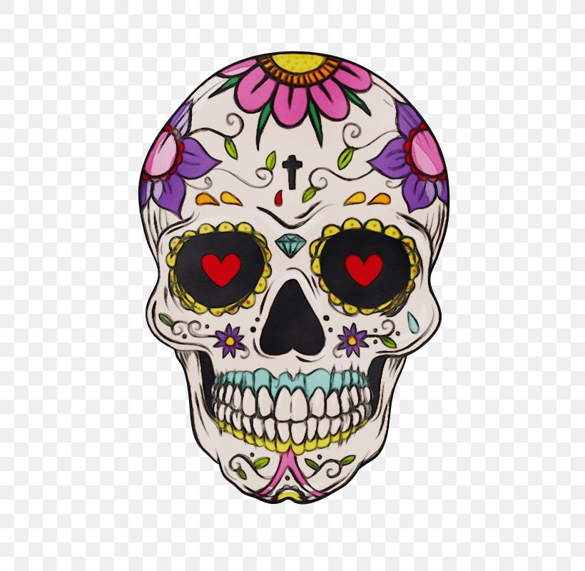 Skull Art, PNG, 800x800px, Watercolor, Body Art, Calavera, Day Of The Dead, Flash Download Free
