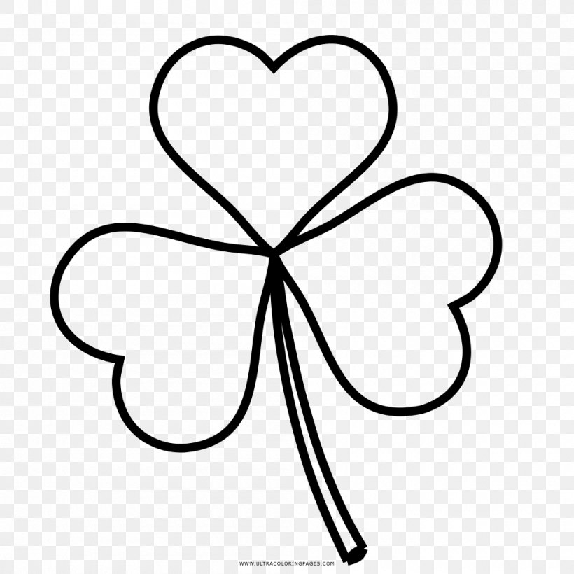 Drawing Four-leaf Clover Line Art, PNG, 1000x1000px, Watercolor, Cartoon, Flower, Frame, Heart Download Free