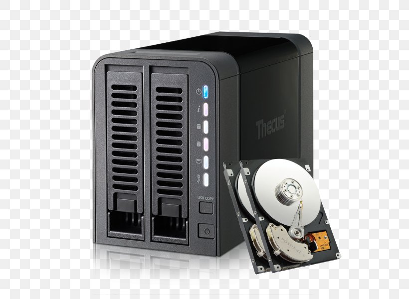 Network Storage Systems Thecus N2350 1GB 2-BAY NAS Serial ATA Hard Drives, PNG, 600x600px, Network Storage Systems, Computer Case, Computer Component, Computer Servers, Data Storage Download Free