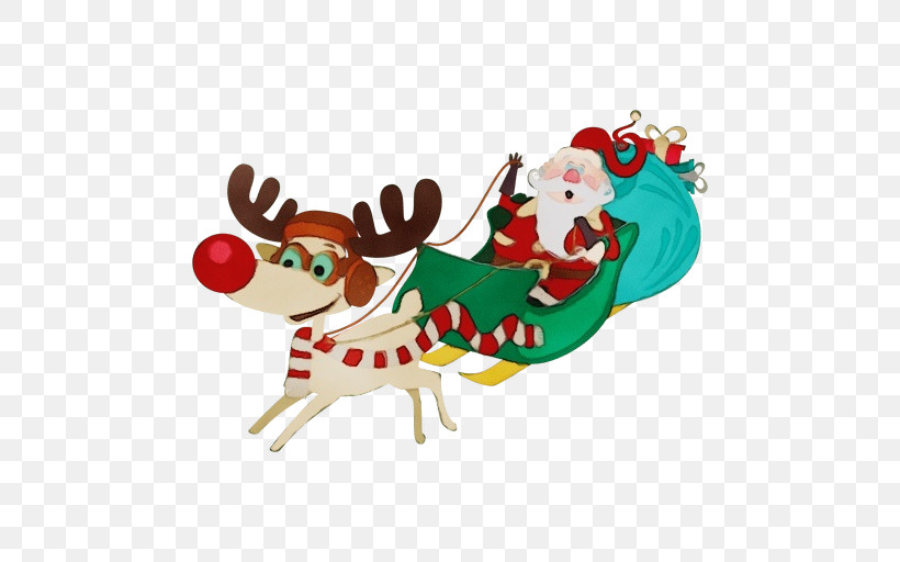 Santa Claus, PNG, 512x512px, Watercolor, Cartoon, Christmas, Christmas Decoration, Deer Download Free